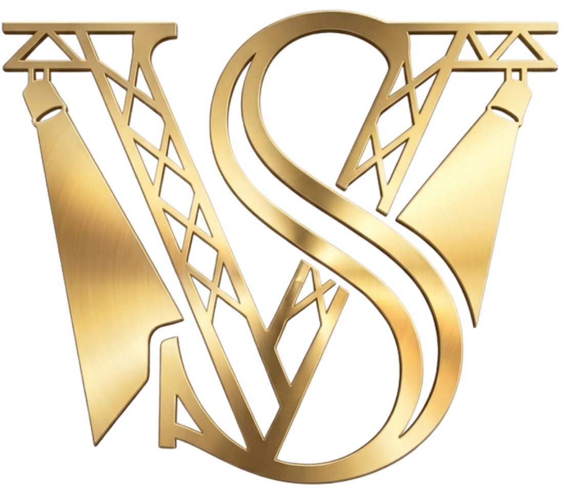 Logo VS en 3D color dorado