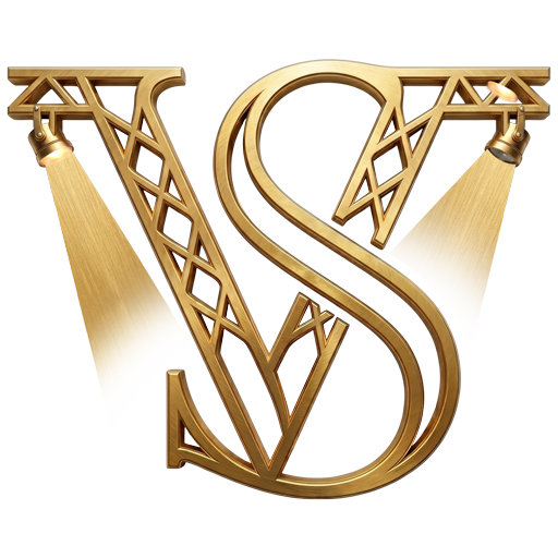 Icono de Vibescene en 3D dorado.